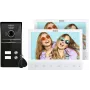 EURA VDP-80C5 videocitofono per due famiglie, bianco, 2x LCD da 7 pollici, FHD, telecamera 1080p, lettore RFID, montaggio a superficie
