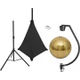 EUROLITE Set sfera a specchio oro 50cm con statua e copertura stretch nera 20000707