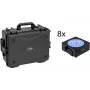 EUROLITE Set 8x AKKU IP Flat Light SMD RGBW IP65 Nero + valigia in plastica con trolley