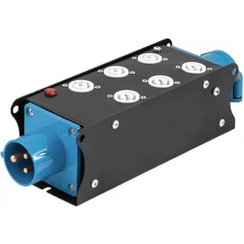 EUROLITE SAB-62X distributore di corrente trifase 19 pollici 2U con 6 prese Schuko, ingresso CEE 16A, 11kW 60003755