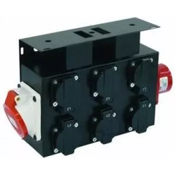 Eurolite SB-652X Distributore di corrente CEE 32A 5 poli 6x Schuko 2x CEE16 IP44 30248340