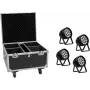 EUROLITE set 4x AKKU IP PAR 14 HCL QuickDMX + flightcase IP65 set illuminazione da palco