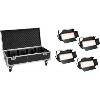 EUROLITE Set 4x LED PLL-576 CW/WW Panel + Case con rotelle DMX 576 LED 3000-6000K