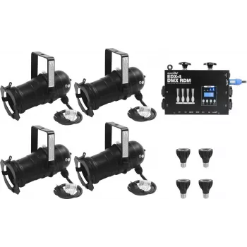 EUROLITE Set 4x PAR-20 Spot nero dim2warm + EDX-4 DMX RDM Dimmer pack LED (20000695)