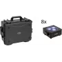 EUROLITE Set 8x AKKU Flat Light 3 sw + valigia in plastica con Trolley RGBW LED QuickDMX