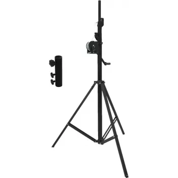 EUROLITE STT-400/85 set stativo a manovella con adattatore lungo STV3529, certificato TÜV/GS, nero 20000328