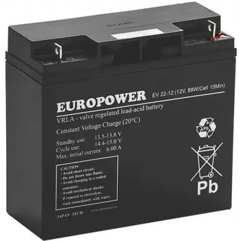 Batteria EUROPOWER EV Series AGM 12V 20Ah (C10) Deep Cycle VRLA