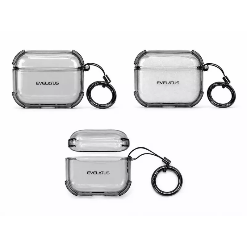 Evelatus custodia protettiva TPU per Apple AirPods 4 trasparente nero