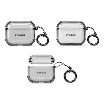 Evelatus custodia protettiva TPU per Apple AirPods 4 trasparente nero
