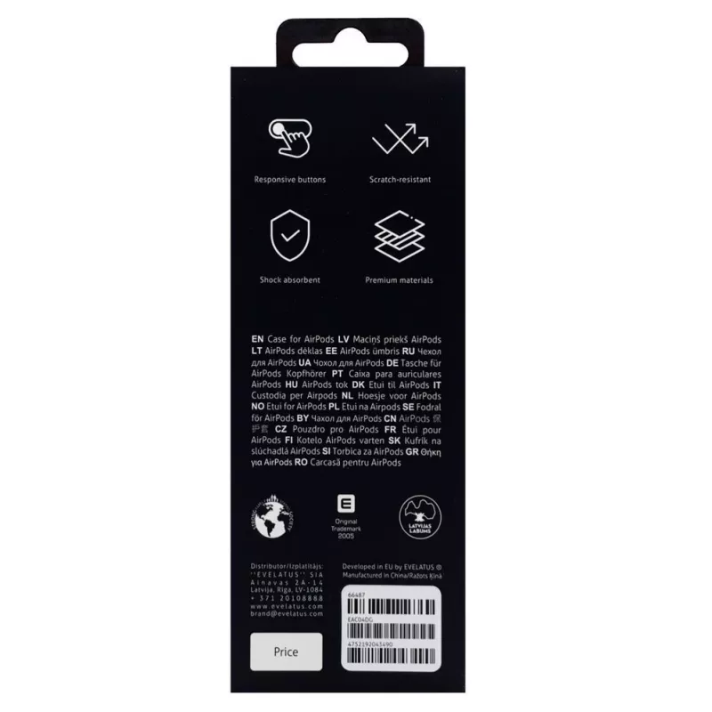 Evelatus custodia per Apple AirPods EAC04 grigio scuro