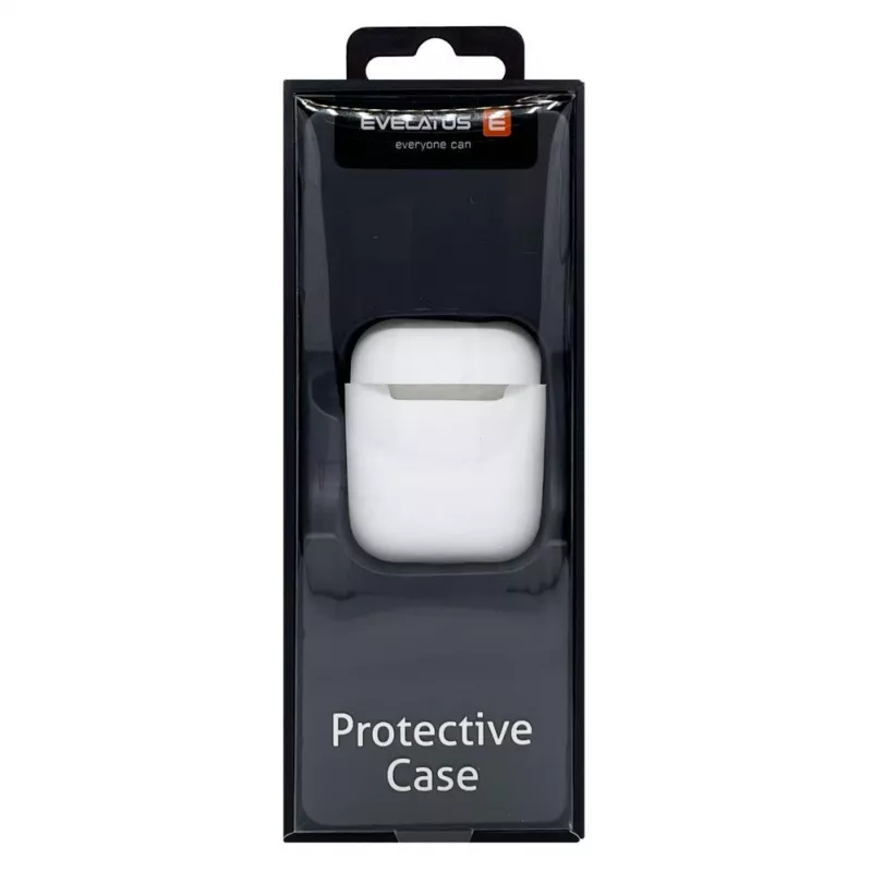 EVELATUS Custodia per Apple AirPods EAC05 bianca - custodia protettiva in silicone con moschettone