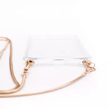 Evelatus Apple iPhone 11 Pro Max custodia in silicone trasparente con collana TPU oro