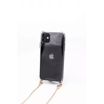 Evelatus Apple iPhone 11 Pro Max custodia in silicone trasparente con collana TPU oro