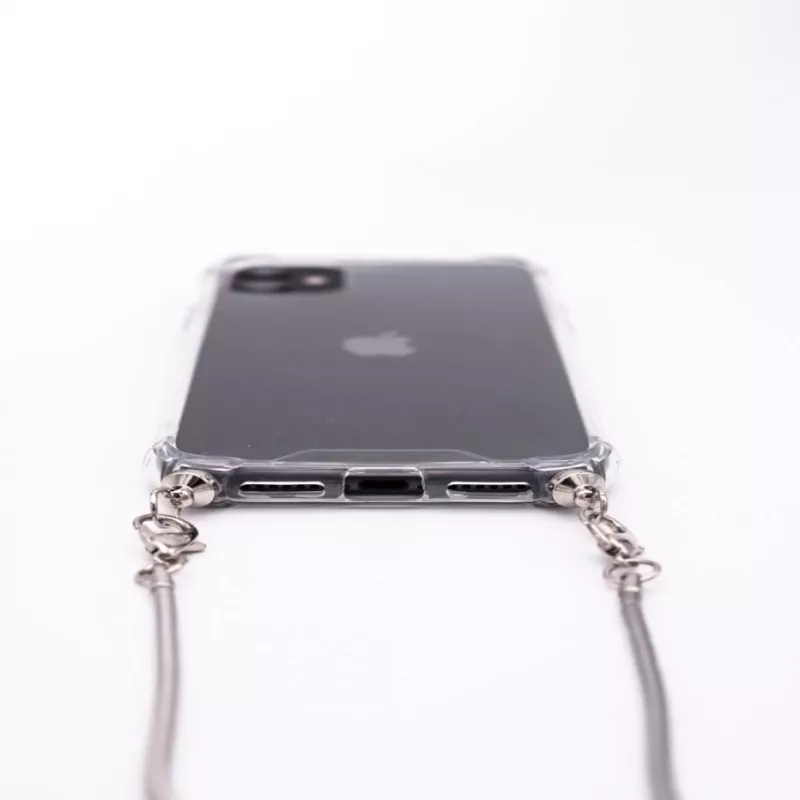 Evelatus Apple iPhone 11 Pro Max Custodia in silicone trasparente con cinturino TPU argento
