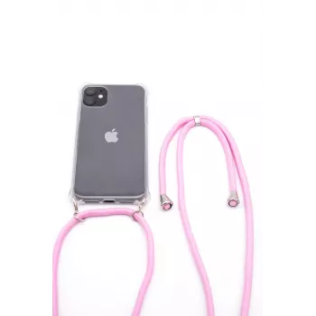 Evelatus Apple iPhone 11 Pro Custodia trasparente in silicone con collana cinturino TPU trasparente