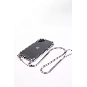 Evelatus Apple iPhone 11 Pro silicone trasparente con cinturino TPU argento