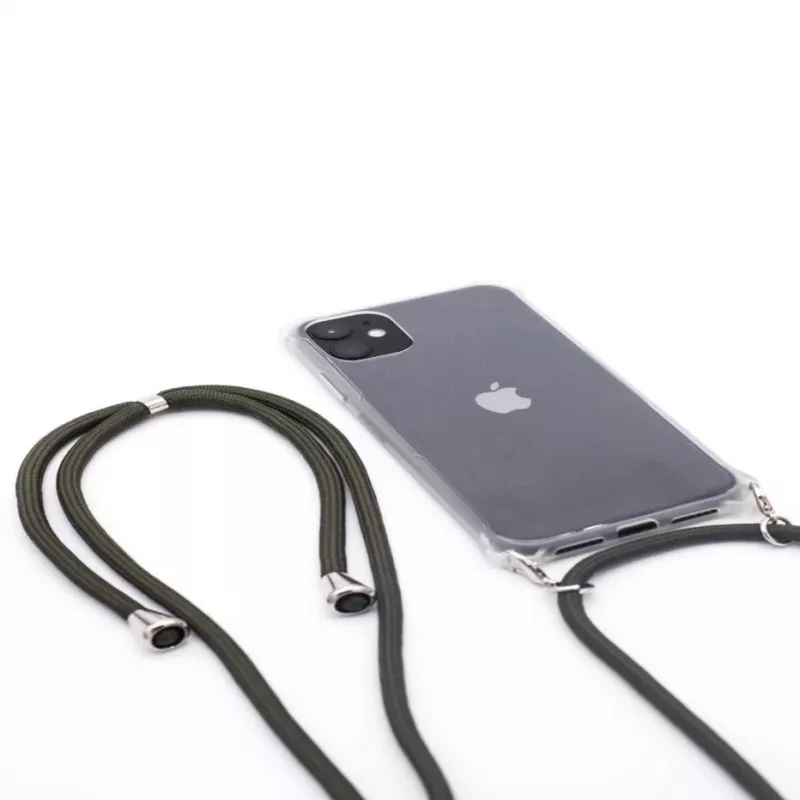 Evelatus Apple iPhone 11 Custodia trasparente in silicone con cinturino collana TPU trasparente