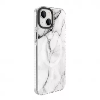 Evelatus Apple iPhone 15 Plus Custodia PC+TPU compatibile MagSafe – Custom Marble White