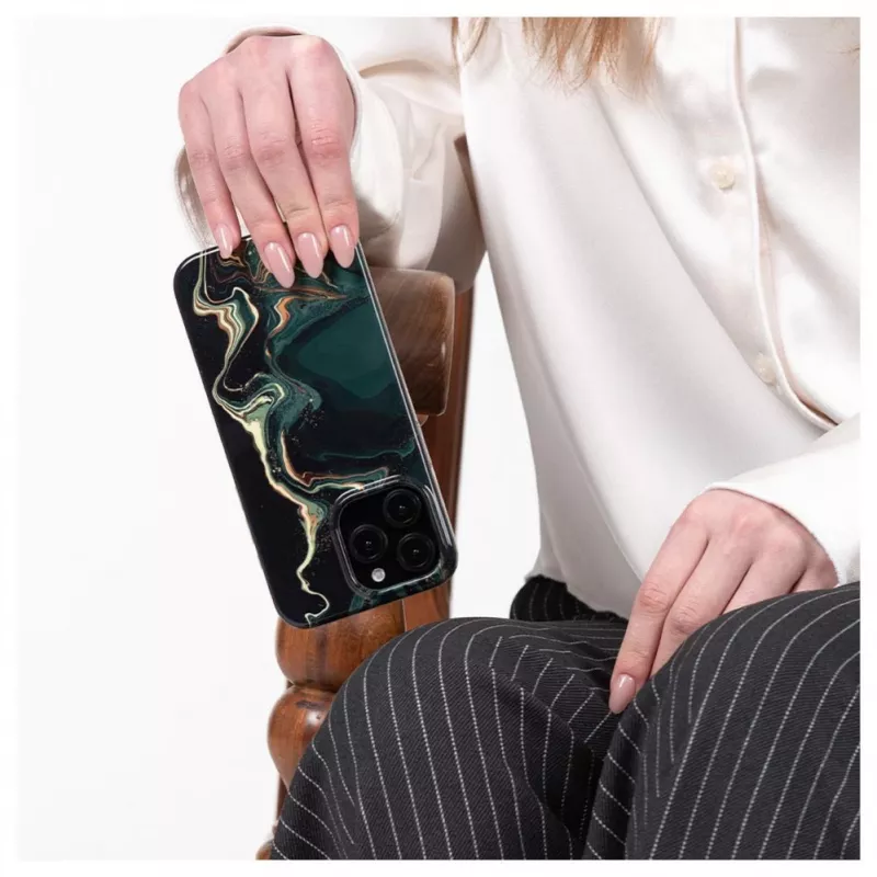 Evelatus custodia PC per Apple iPhone 15 Pro Custom Print Marble Dark Green
