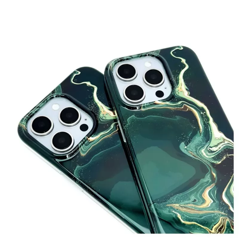 Evelatus custodia PC per Apple iPhone 15 Pro Custom Print Marble Dark Green