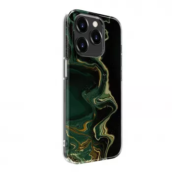 Evelatus custodia PC per Apple iPhone 15 Pro Custom Print Marble Dark Green
