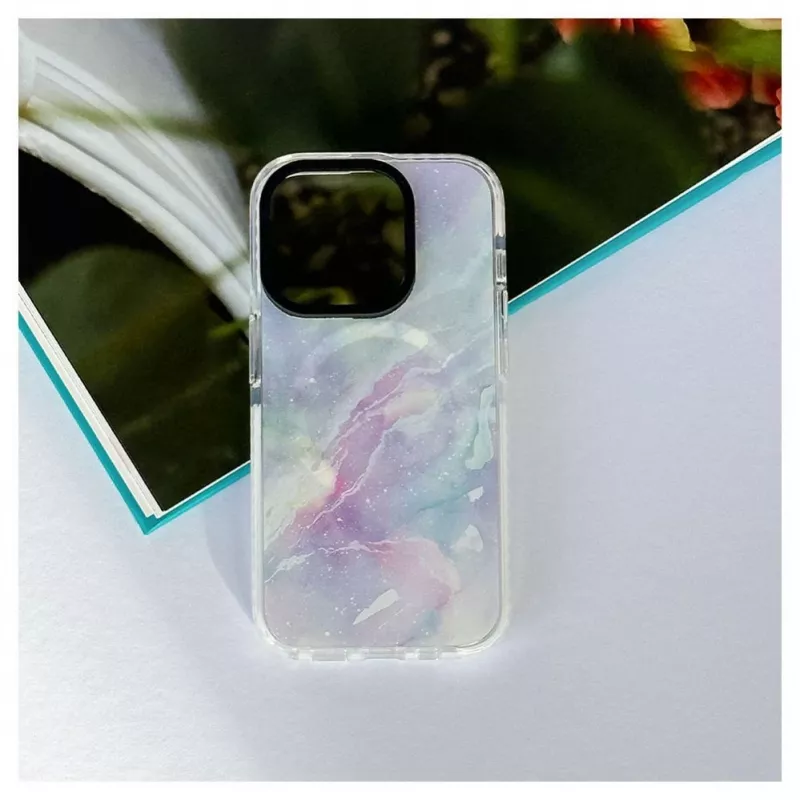 Evelatus Apple iPhone 15 Pro Custodia PC+TPU compatibile MagSafe – marmo viola