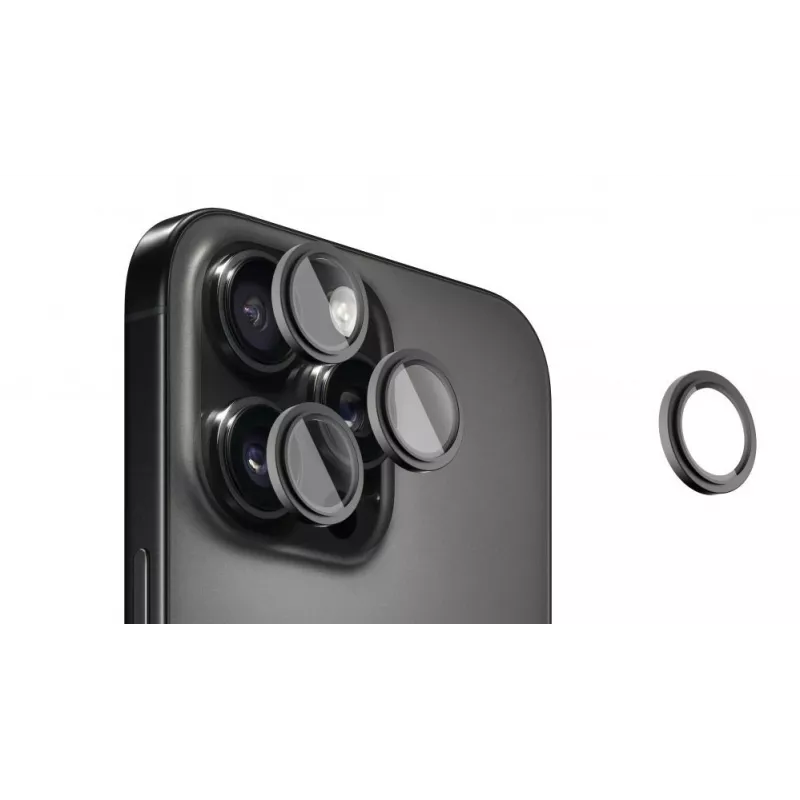 Evelatus Apple iPhone 16 Pro / 16 Pro Max protezione lenti fotocamera Armor Black Titanium