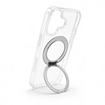 Evelatus Custodia ibrida con MagSafe PC+TPU supporto in metallo 360 per Apple iPhone 17 trasparente