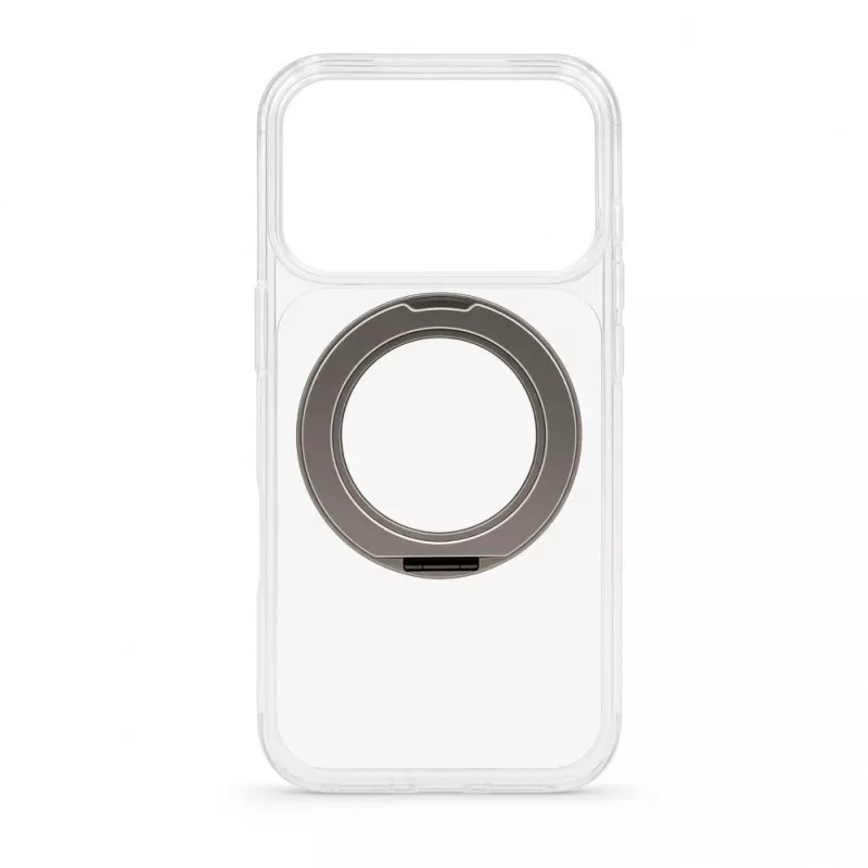 Evelatus Custodia ibrida con MagSafe PC+TPU supporto in metallo 360° per Apple iPhone 17 Pro trasparente