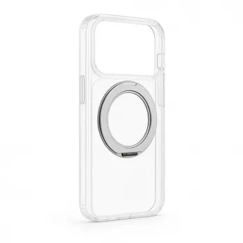 Evelatus Custodia ibrida con MagSafe PC+TPU supporto in metallo 360° per Apple iPhone 17 Pro trasparente