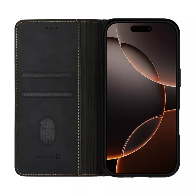 Evelatus Custodia a libro per Apple iPhone 18 Pro nero