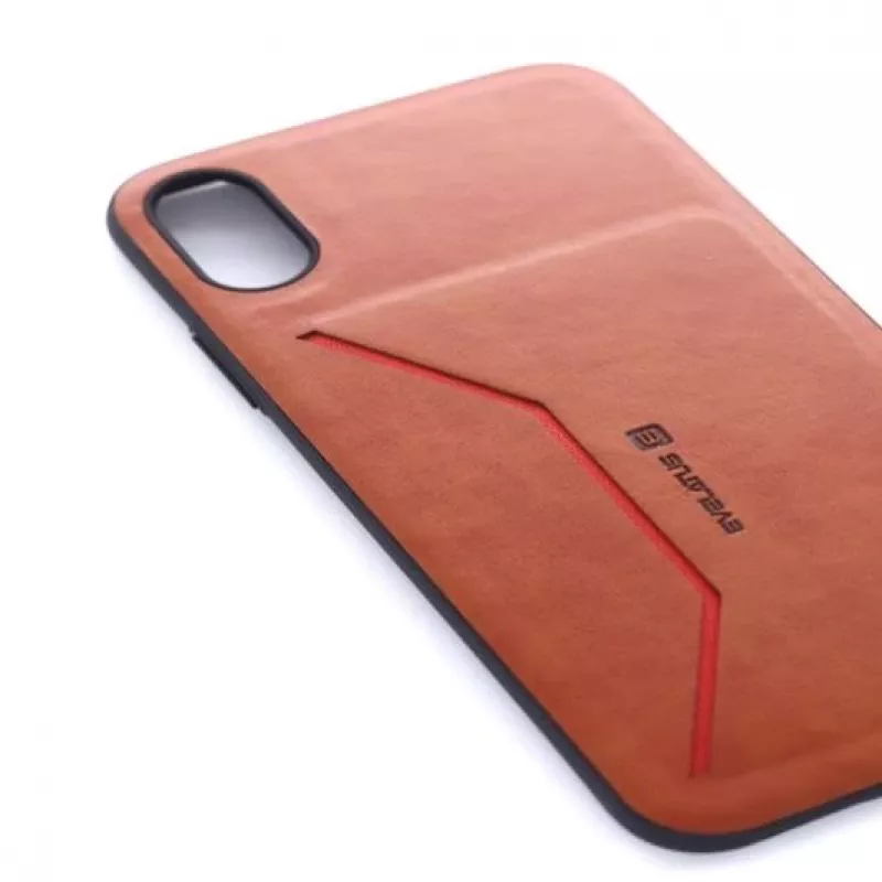 Custodia portafoglio folio Evelatus per Apple iPhone X Nobel marrone