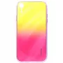 Evelatus Apple iPhone XR custodia in vetro temperato antiesplosione effetto onda water ripple gradiente giallo-rosa