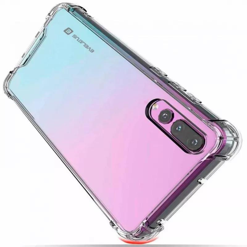 Custodia in silicone TPU antiurto militare per Huawei P30 Evelatus trasparente