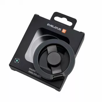 Evelatus Supporto magnetico in metallo ad anello per telefono Nero