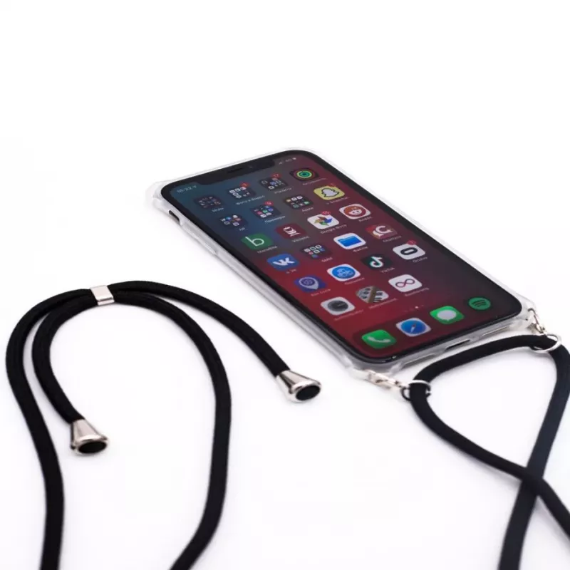 Evelatus Samsung A30s Custodia con cordino nera trasparente