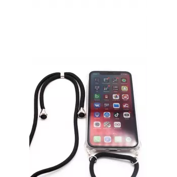 Evelatus Samsung A30s Custodia con cordino nera trasparente