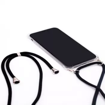 Evelatus Samsung A50 Custodia con Cordino Nero Trasparente