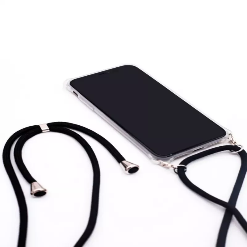 Evelatus Samsung A50 Custodia con Cordino Nero Trasparente