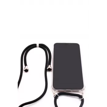Evelatus Samsung A50 Custodia con Cordino Nero Trasparente