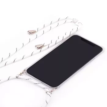 Evelatus custodia con cinturino per Samsung A50 strisce bianche trasparente