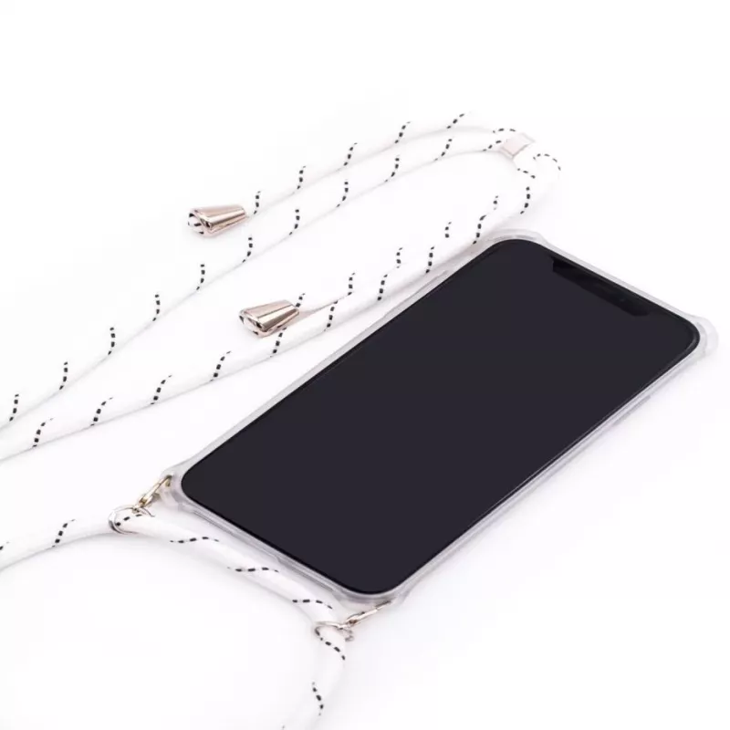 Evelatus custodia con cinturino per Samsung A50 strisce bianche trasparente