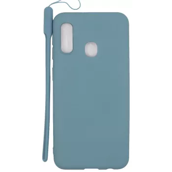 Evelatus custodia in silicone Soft Touch per Samsung Galaxy A20e con cinturino blu