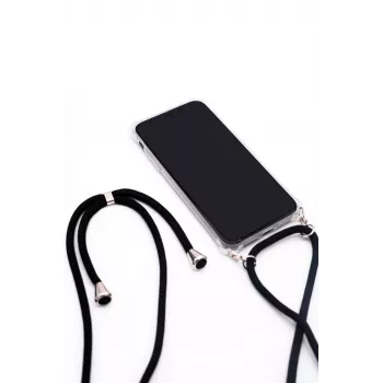 Evelatus Samsung Galaxy A40s Custodia con Cordino Nero Trasparente