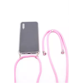 Evelatus Samsung Galaxy A50 Custodia con Cordino Rosa Trasparente
