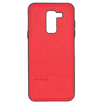 Evelatus Custodia TPU con Piastra in Metallo per Supporto Magnetico per Cellulare Rosso per Samsung Galaxy A6 Plus 2018