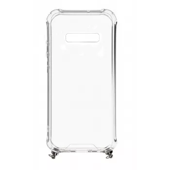 Evelatus Samsung Galaxy S10 silicone trasparente con cinturino TPU collana argento