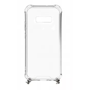 Evelatus Samsung Galaxy S10e Silicone trasparente con collana TPU band argento
