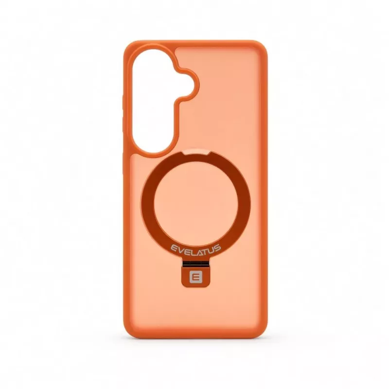 Evelatus Custodia Shield per Samsung Galaxy S26 con MagSafe e supporto, anello opaco arancione