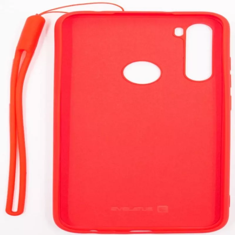 Evelatus Custodia in Silicone Soft Touch con Laccetto per Xiaomi Redmi Note 8 / Redmi Note 8 2021 - Rosso